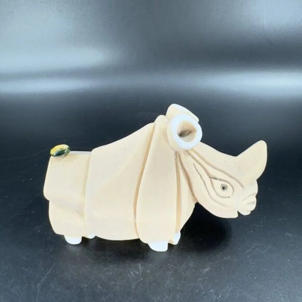 Artesania Rinconada Figurine Made In Uruguay Marked Whimsical Rhinoceroses Rhino